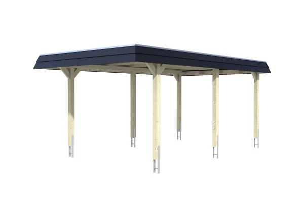 SkanHolz SKAN HOLZ Carport Wendland 362 X 628 Cm Mit EPDM-Dach, Schwarze Blende 1
