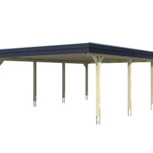 SkanHolz SKAN HOLZ Carport Wendland 630 X 879 Cm Mit EPDM-Dach, Schwarze Blende, Lasiert In Weiß 12