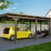 SkanHolz SKAN HOLZ Carport Emsland 404 X 846 Cm Mit Aluminiumdach, Lasiert In Schiefergrau 20